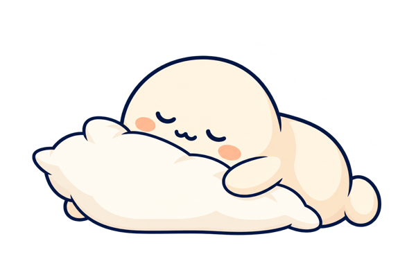 Sleep Puff asleep on a pillow